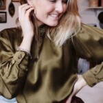 Wrapped in your love silk green Margaux vintage blouse