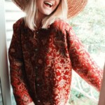 The wild heart rusty red embroidered flowers vintage jacket