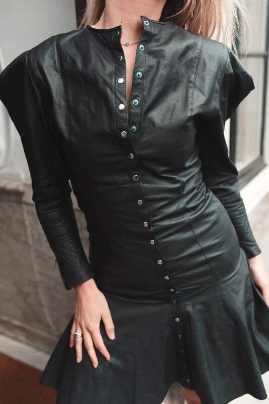 leather button down dress