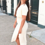 Elegance classic yellow cream vintage dress