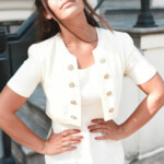 Elegance classic yellow cream vintage dress