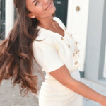 Elegance classic yellow cream vintage dress