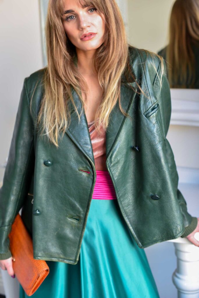 ジャケット・アウター 70s Leather Jacket Green The green rebellious vintage leather jacket - Ginger Aardbei