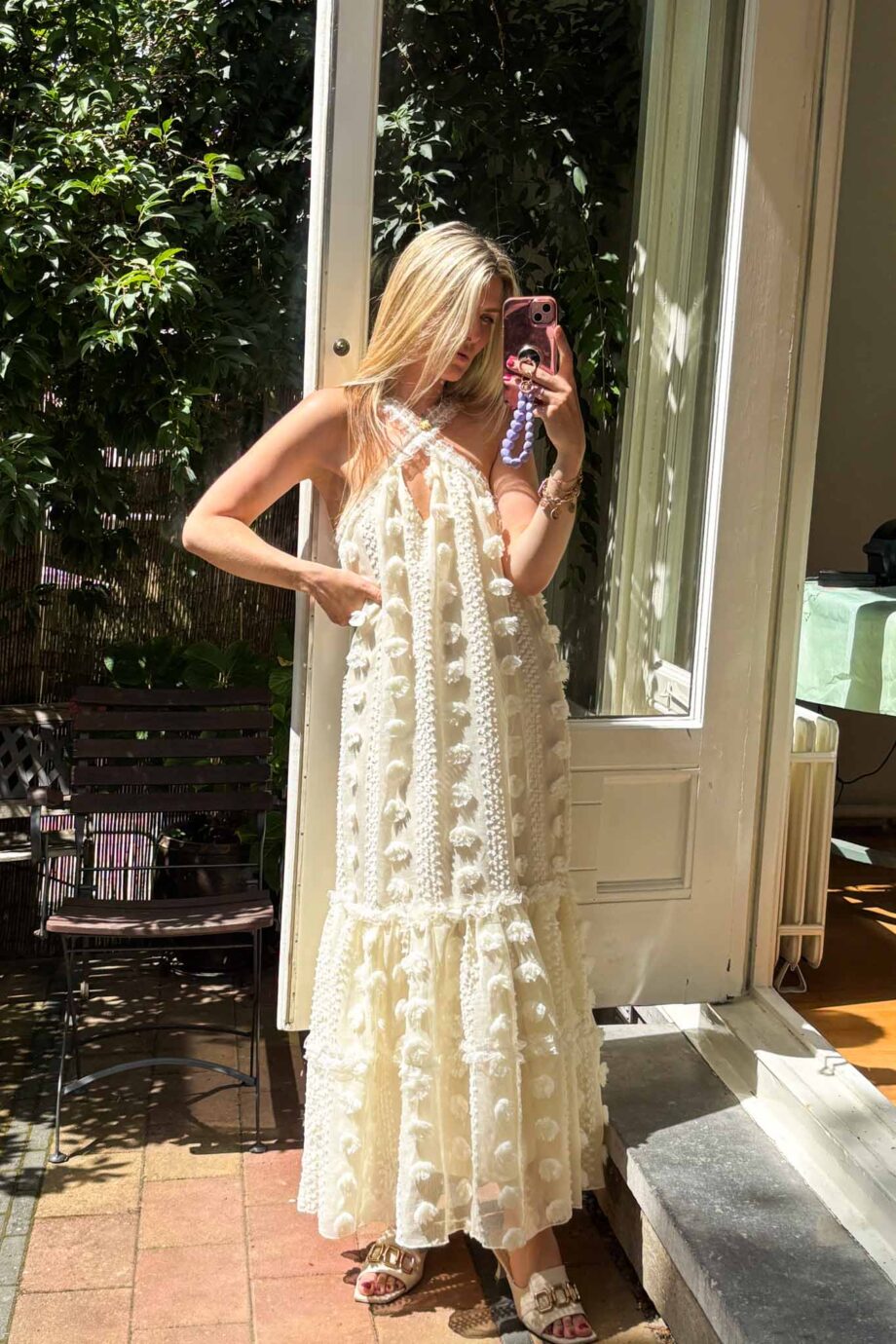 Cream flowers en tulle maxi flowy dream dress