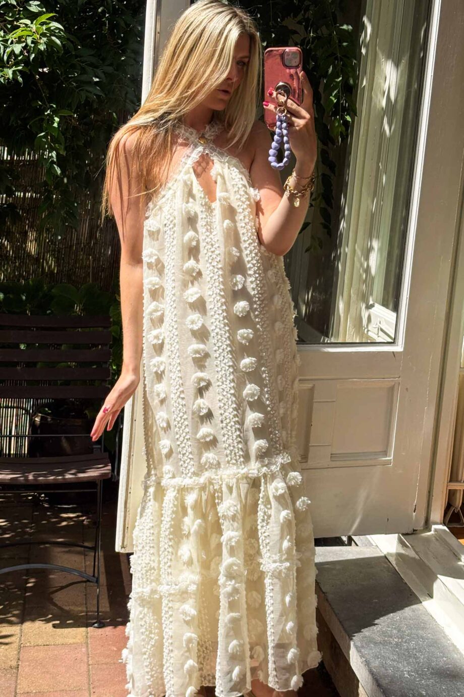 Cream flowers en tulle maxi flowy dream dress
