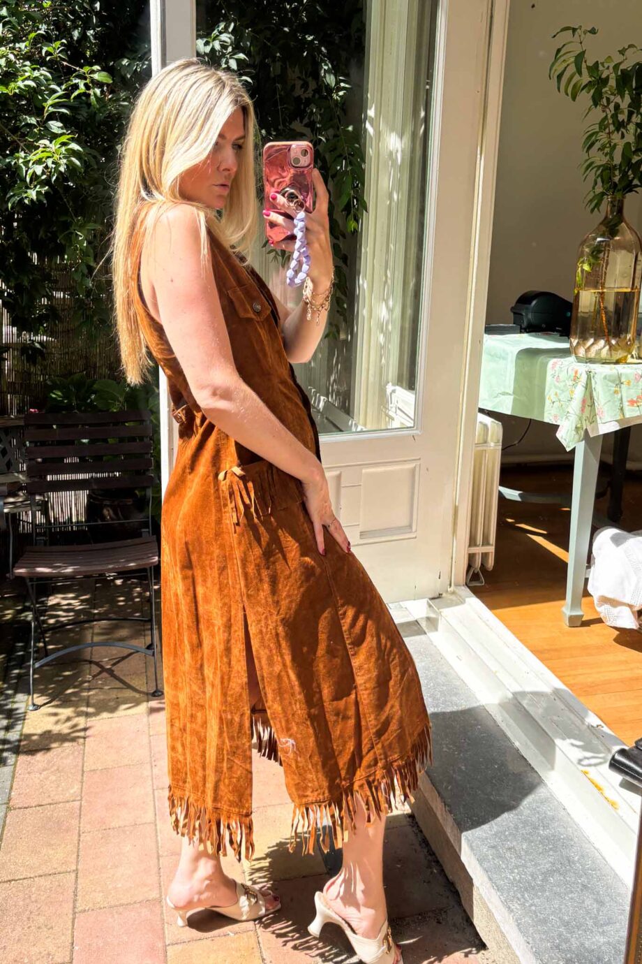1970s Suede fringe dress bohemian icon