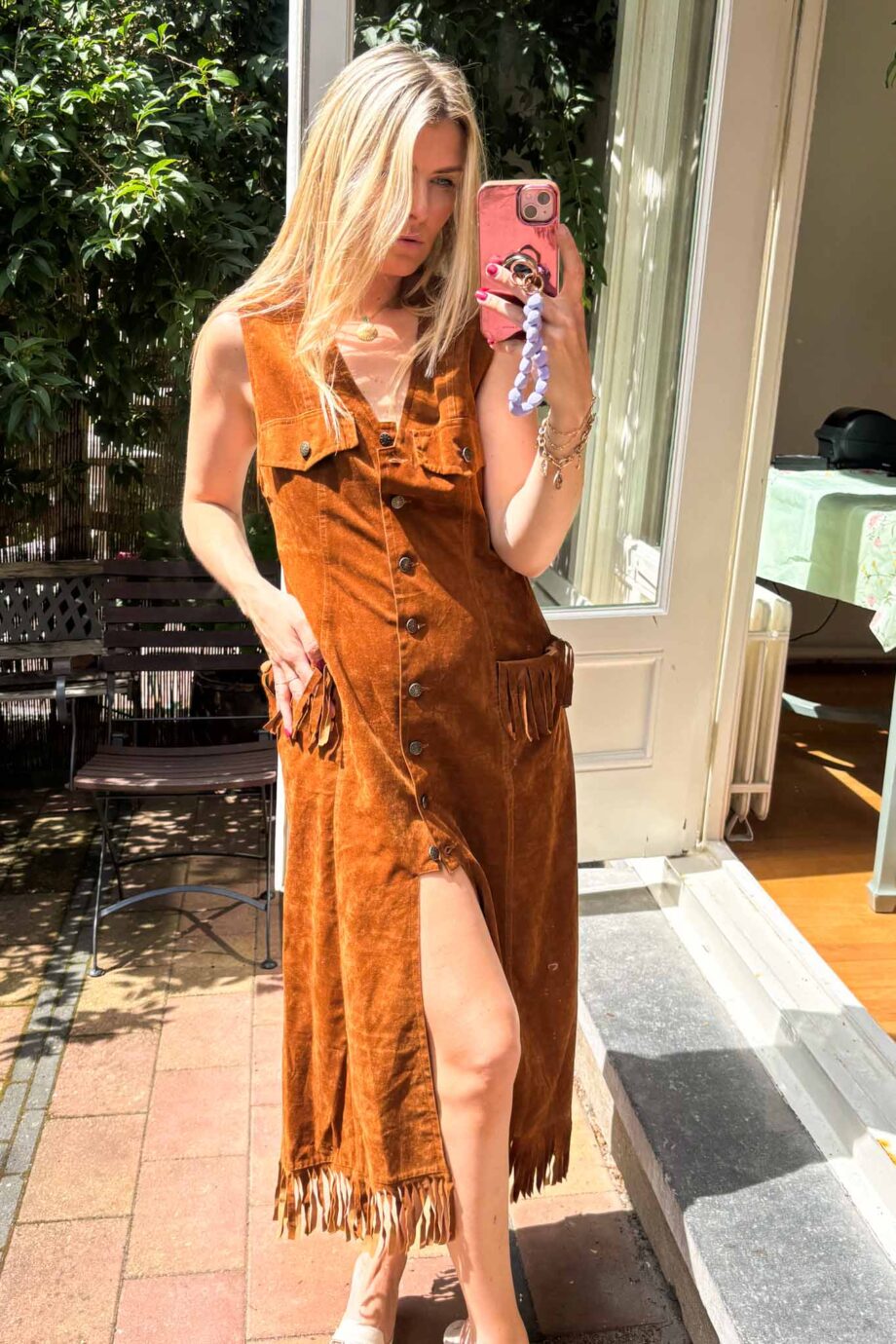 1970s Suede fringe dress bohemian icon