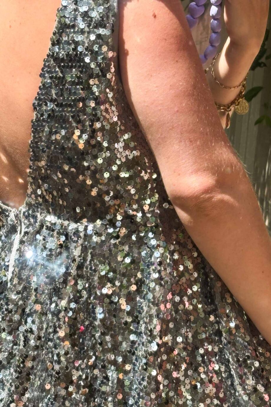 Modern glamour glitter silver dress