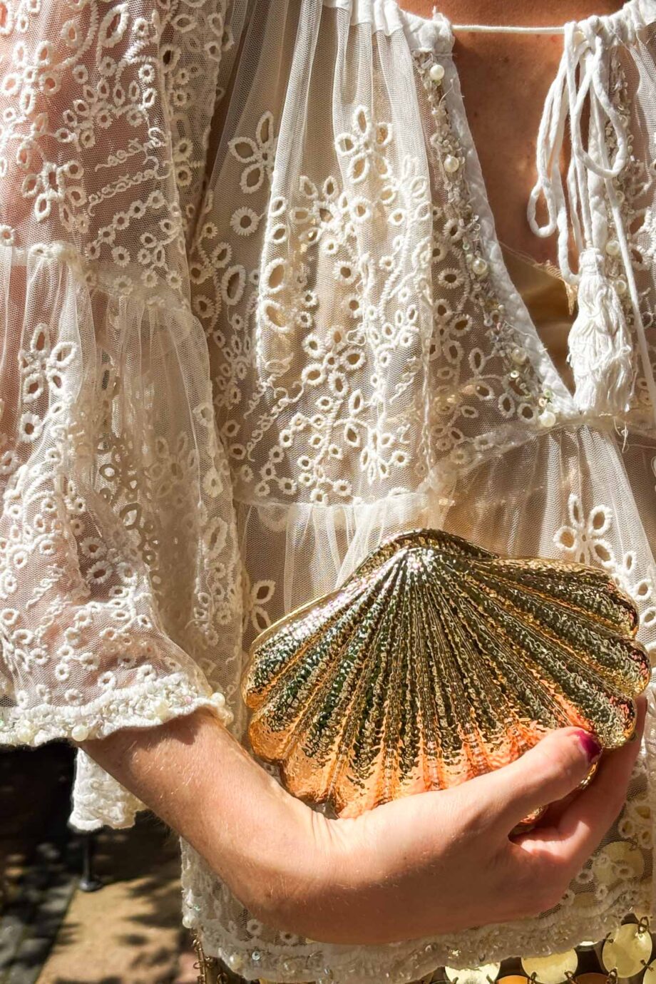 Mesh my love with trumpet sleeves