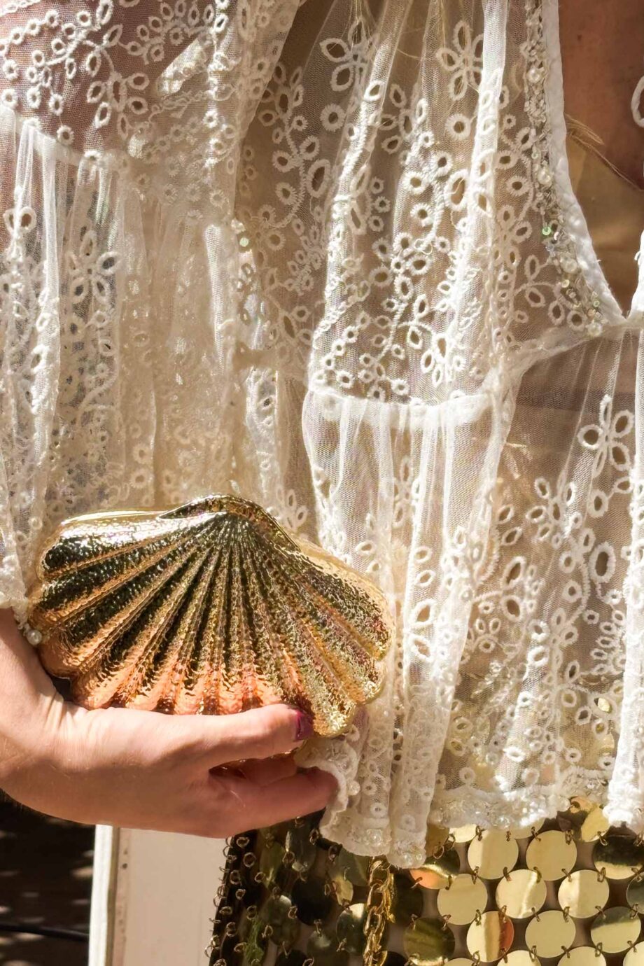 Mesh my love with trumpet sleeves