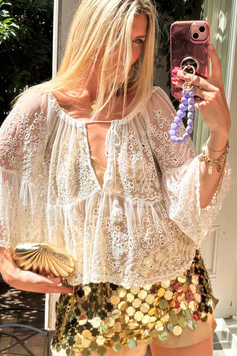 Mesh my love with trumpet sleeves