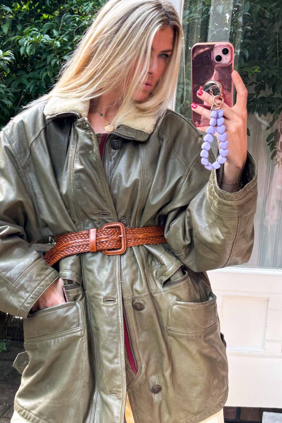 Wanderlust lammy leather kaki London coat