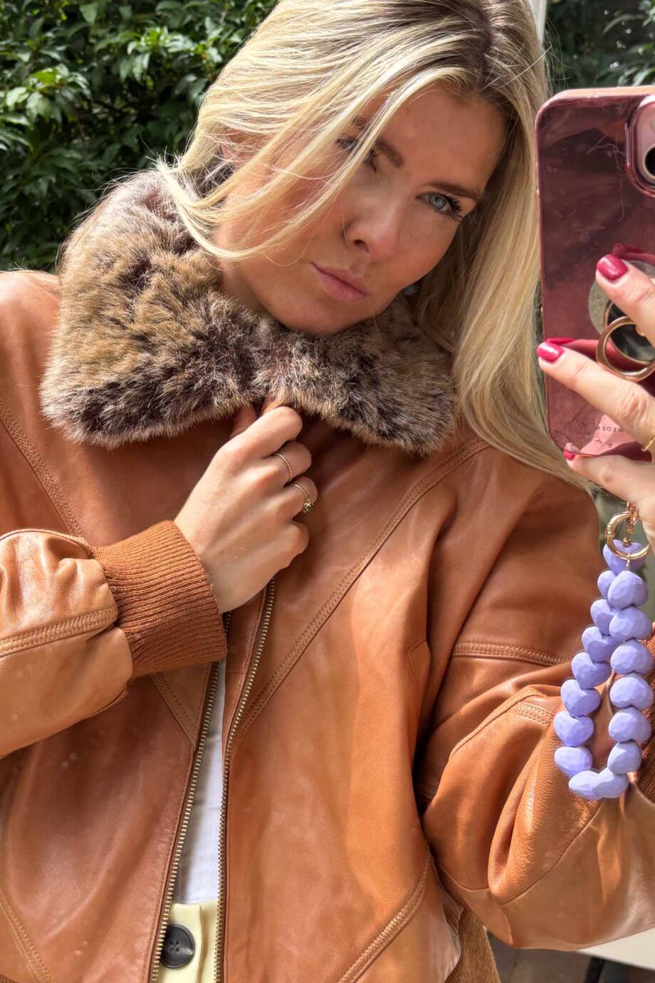 Aviatrice butter caramel leather bomber