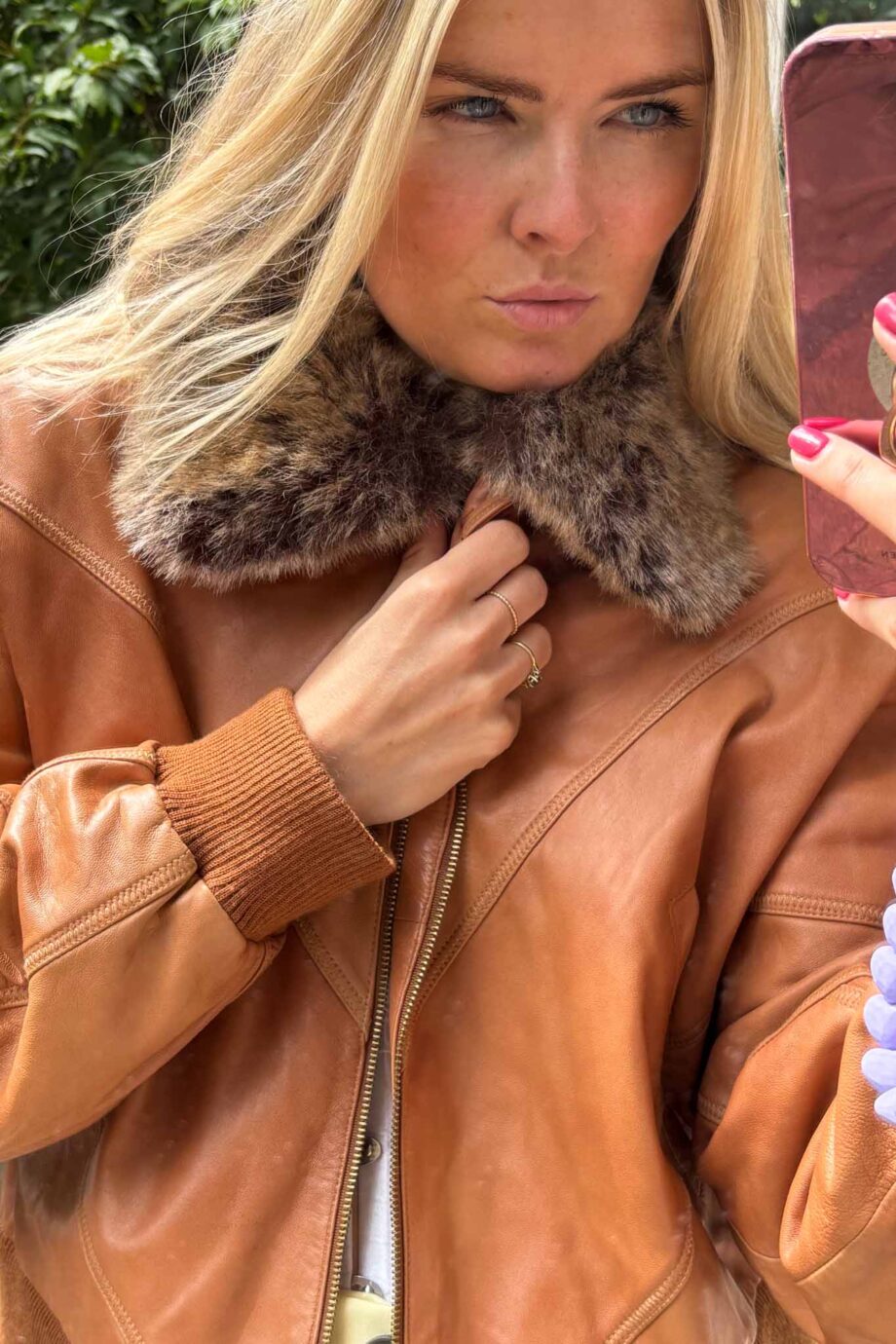 Aviatrice butter caramel leather bomber