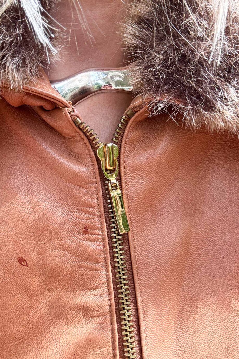 Aviatrice butter caramel leather bomber