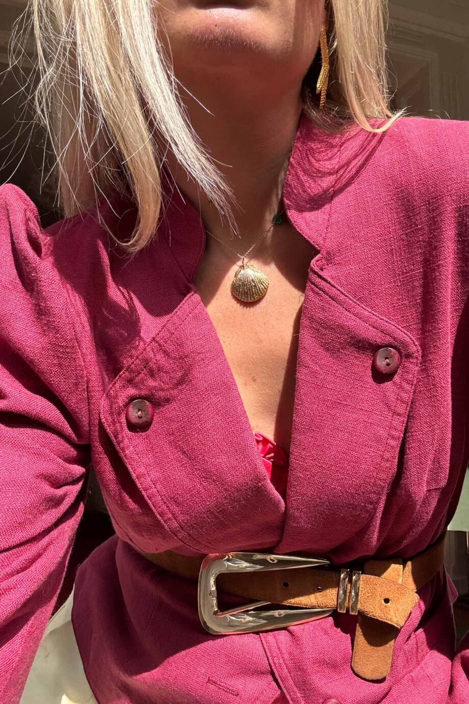 Mauve muse plissée italian vintage blazer