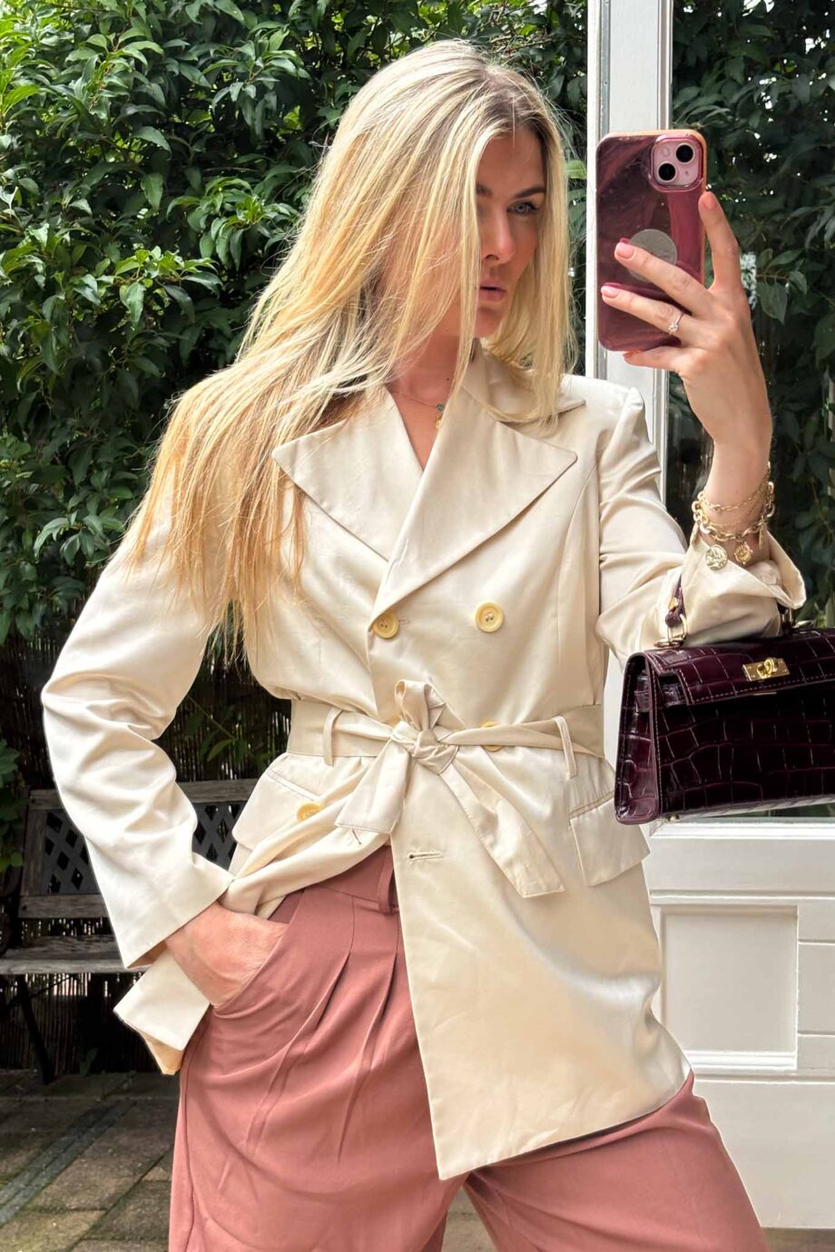 Italian-made cream silk blazer