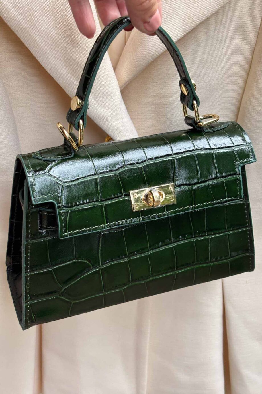 The June crocro Parisian bottle green leather it bag