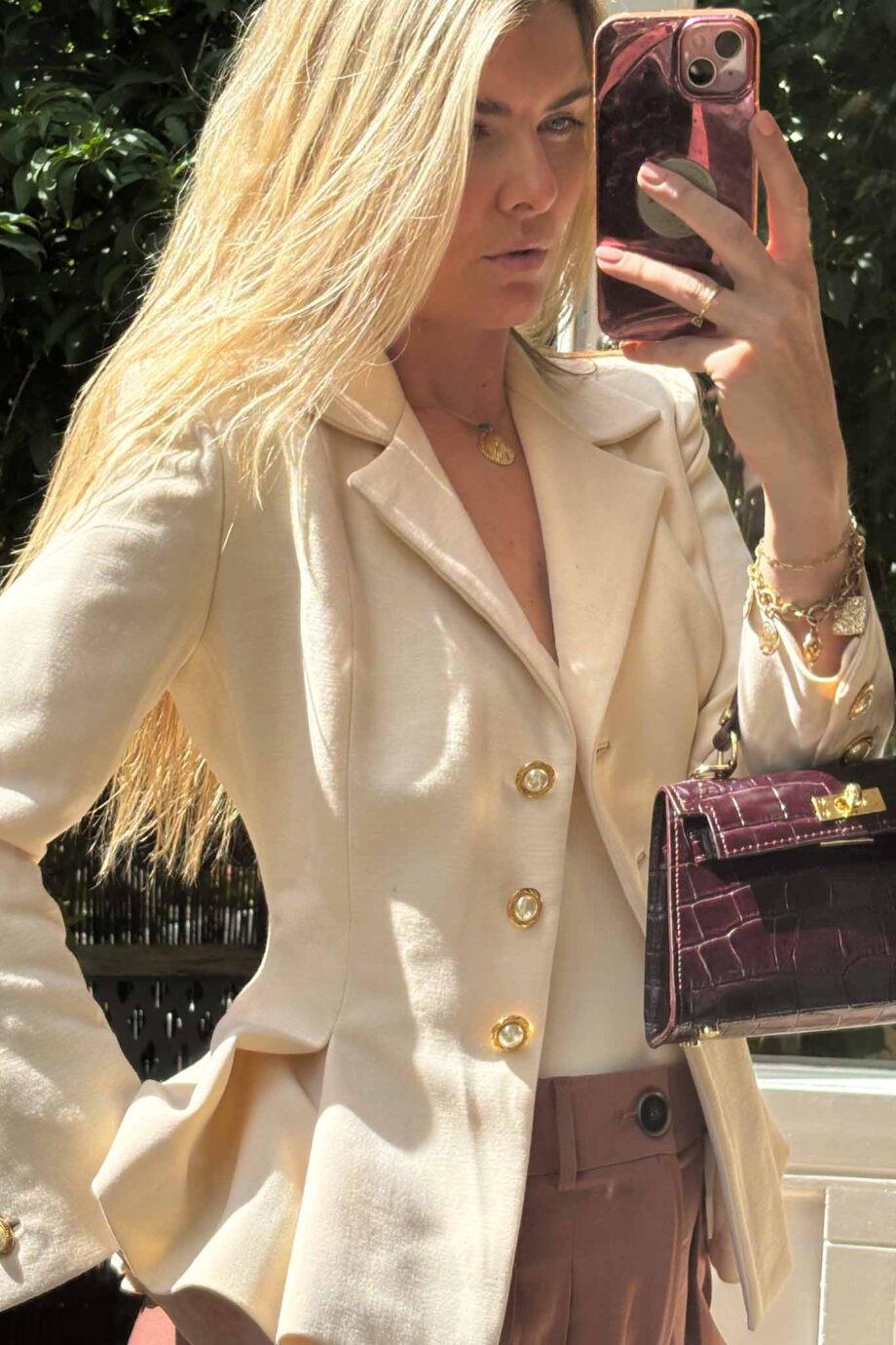 The vintage cream golden accents peplum blazer