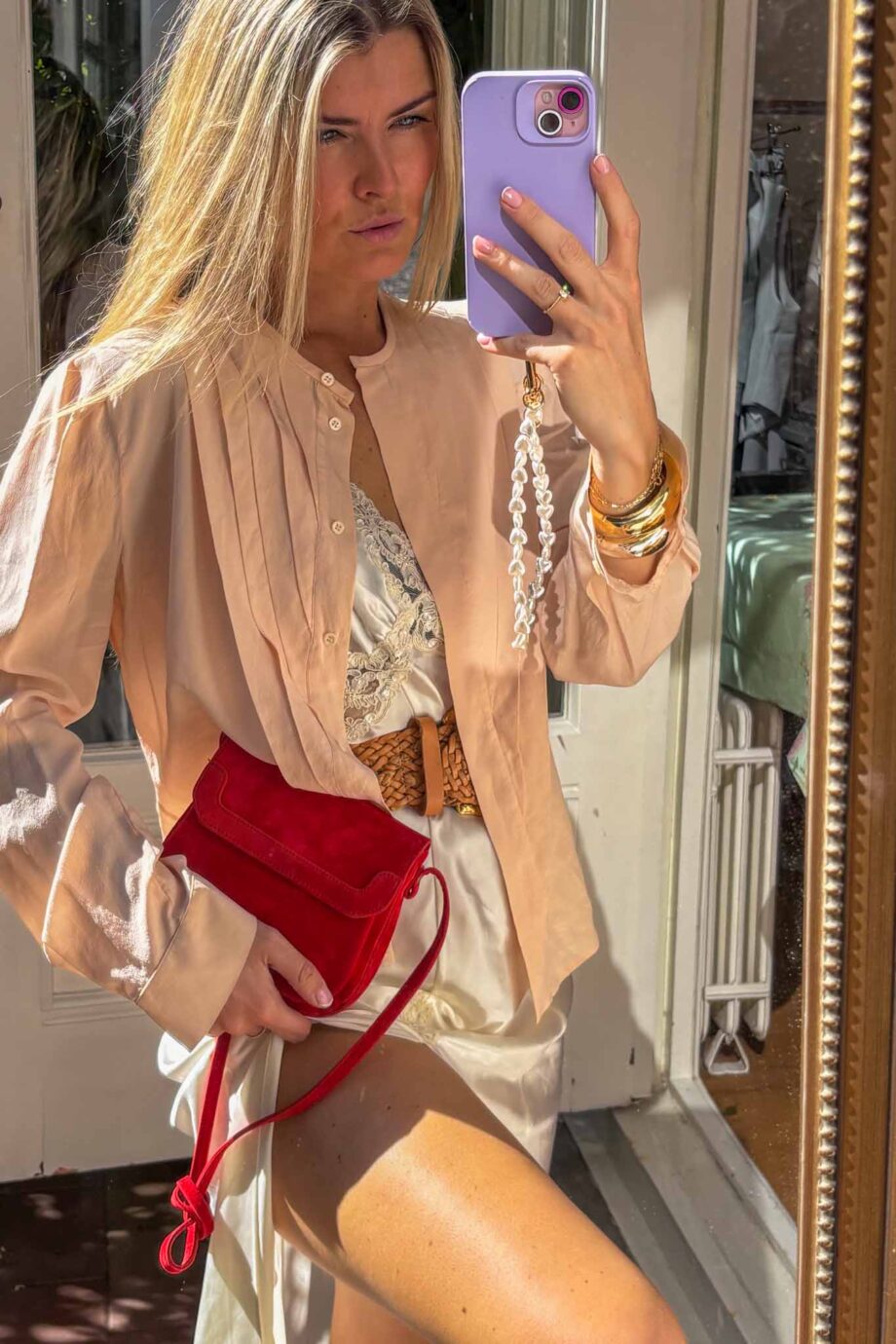 The Rosé silk Italian blouse