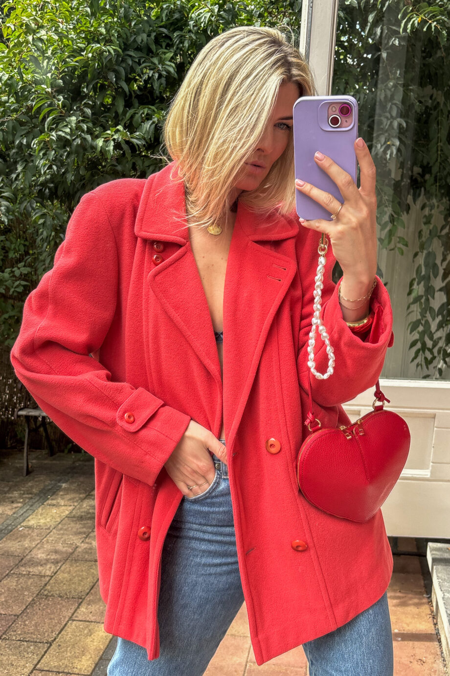 Peaches & raspberries for fall wool cashmere coat