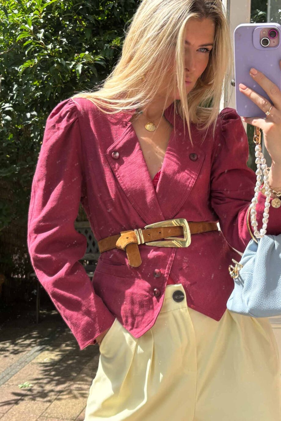Mauve muse plissée italian vintage blazer