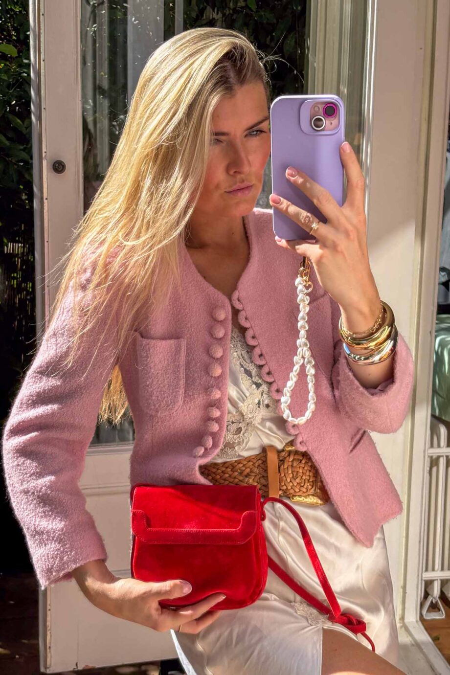 Blush enchantment tweed Italian spring blazer