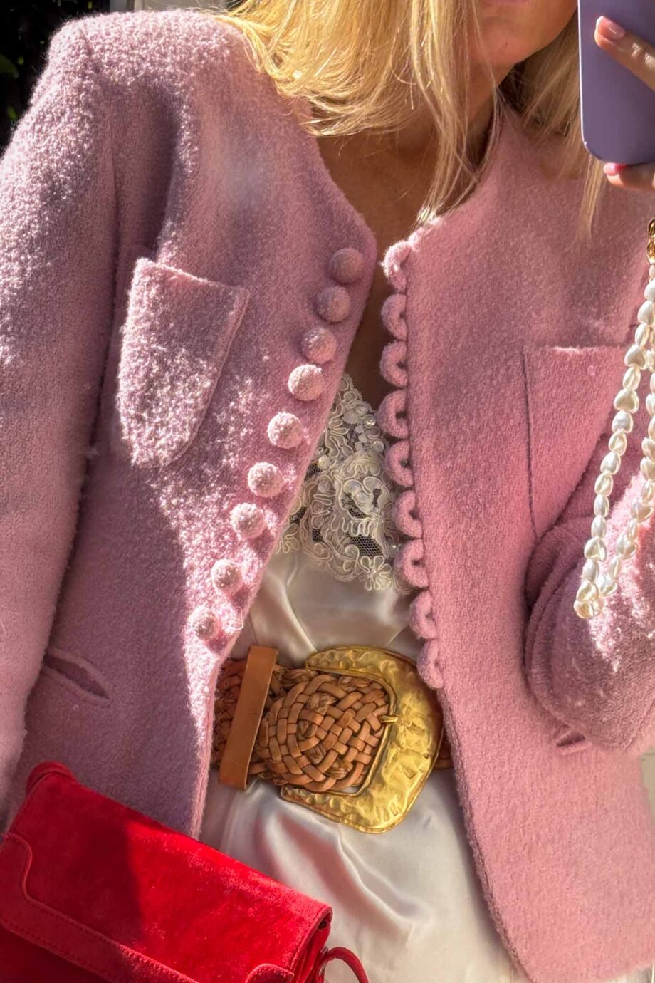Blush enchantment tweed Italian spring blazer