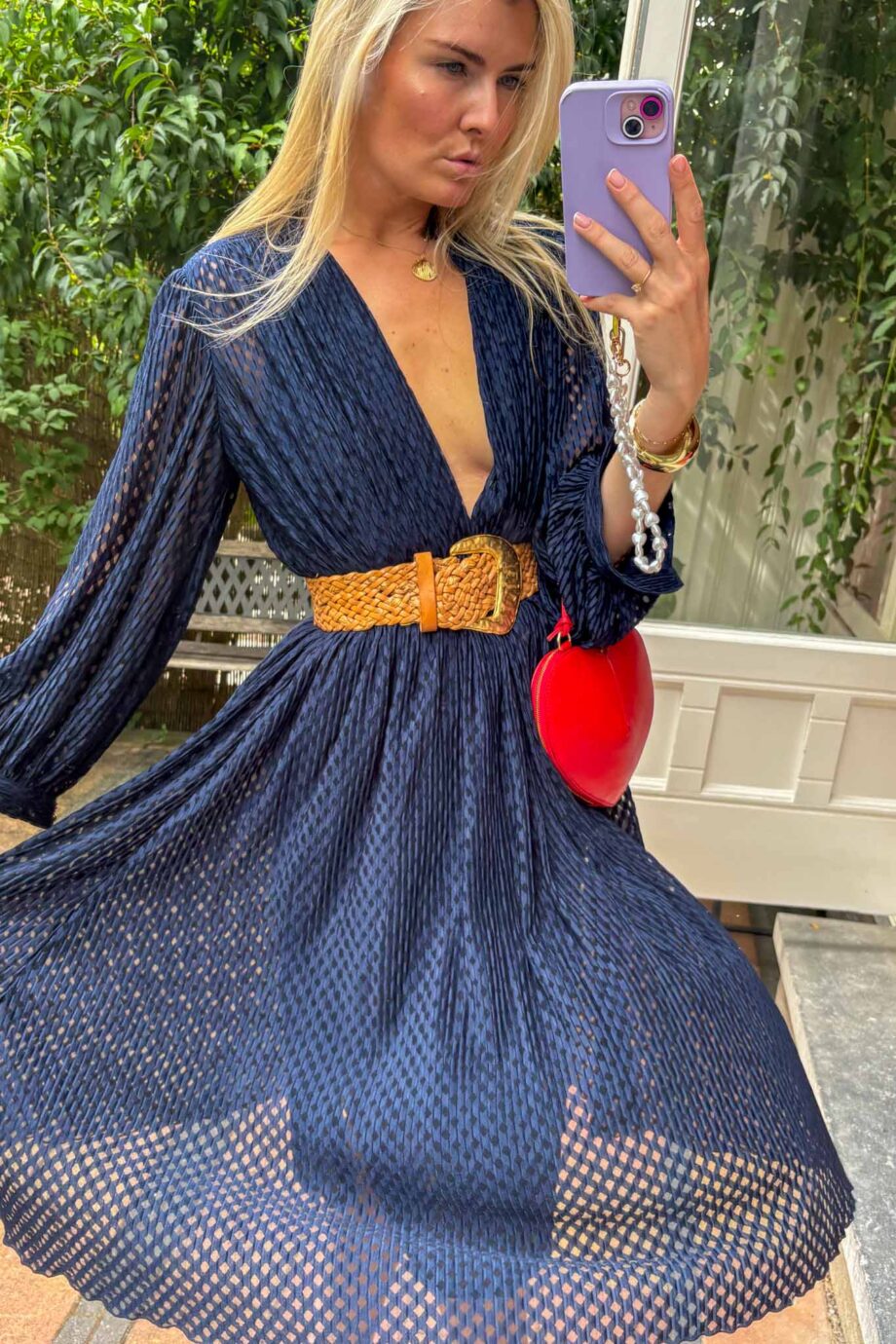 The Marine Blue Damier Dress