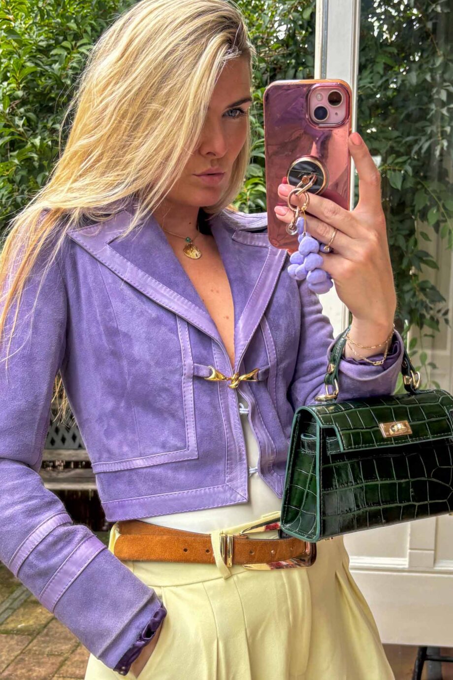 Lilac sweet and edgy cropped suede dream