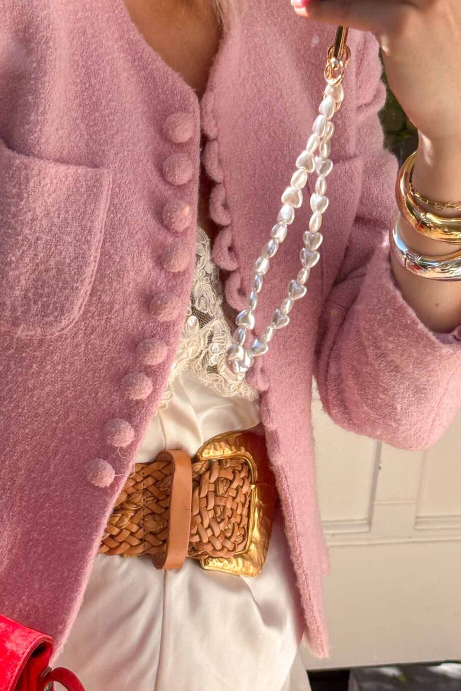 Blush enchantment tweed Italian spring blazer