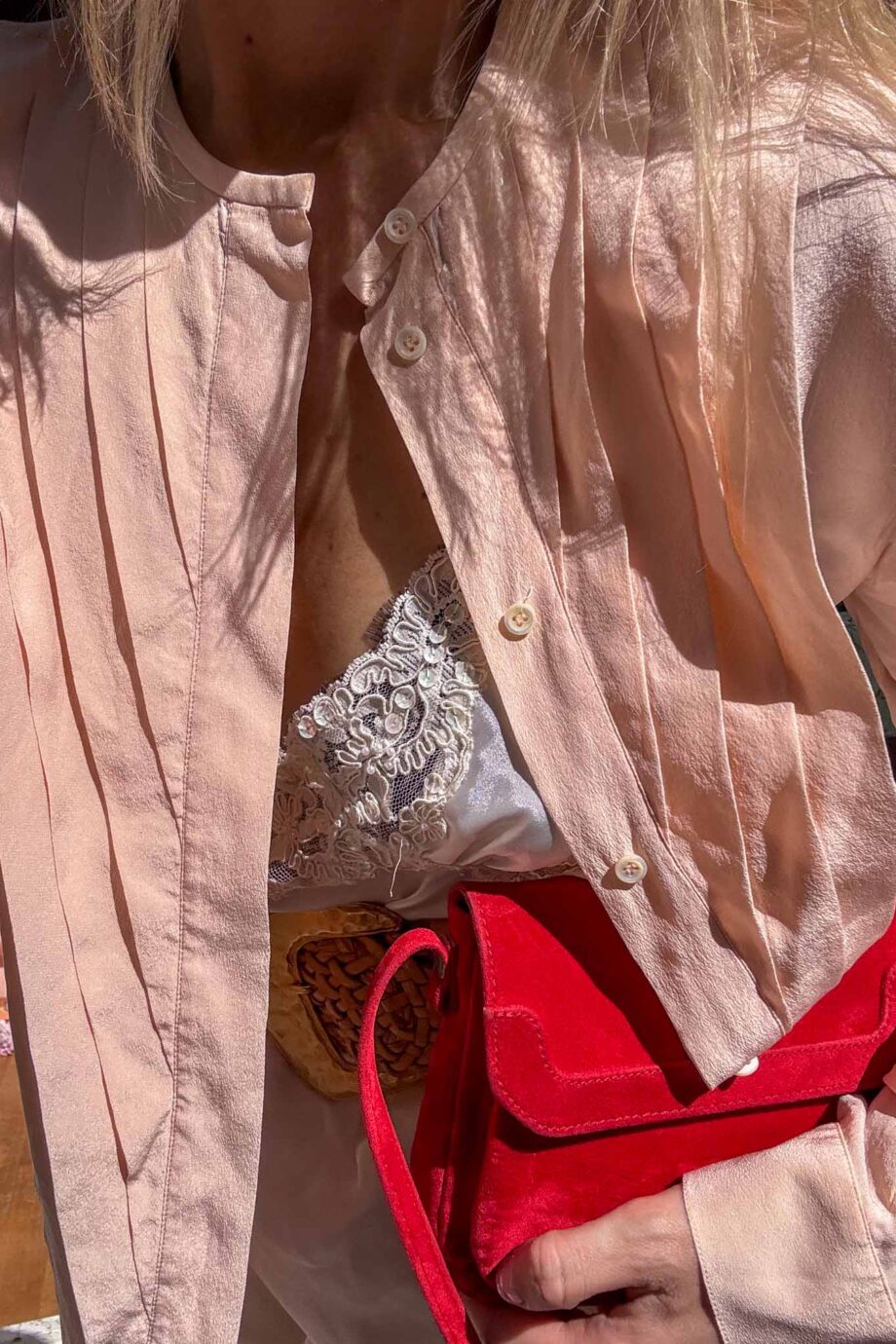The Rosé silk Italian blouse