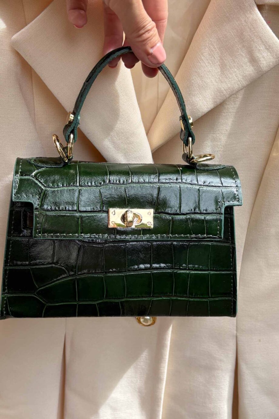 The June crocro Parisian bottle green leather it bag