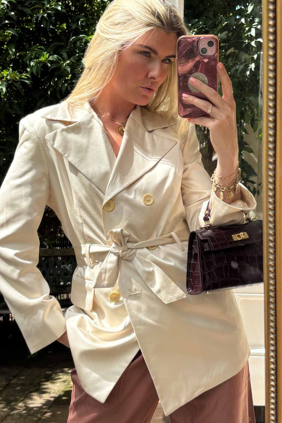 Italian-made cream silk blazer