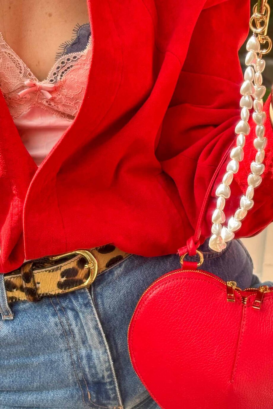 Red Heart Leather Bag from Italia