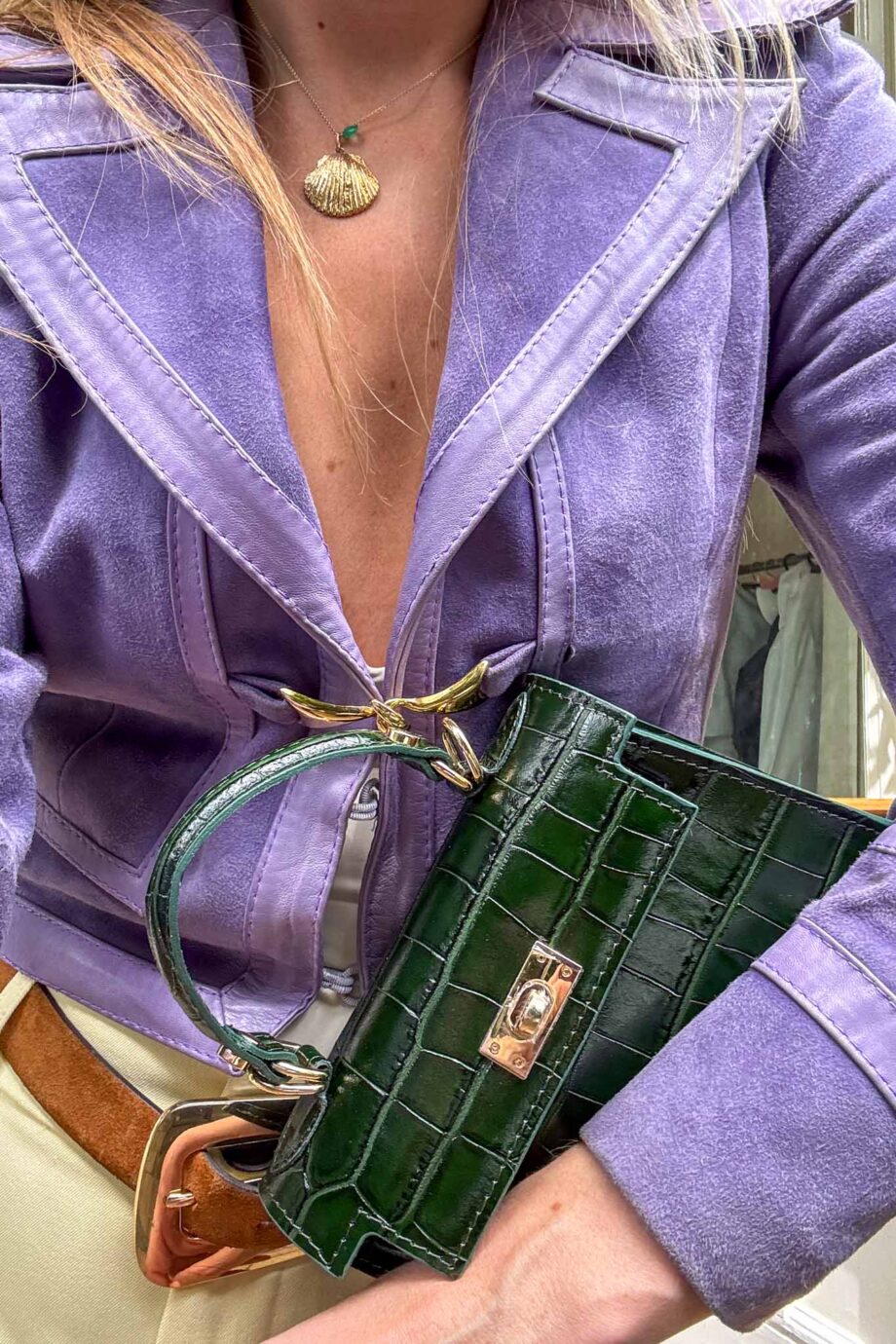 Lilac sweet and edgy cropped suede dream