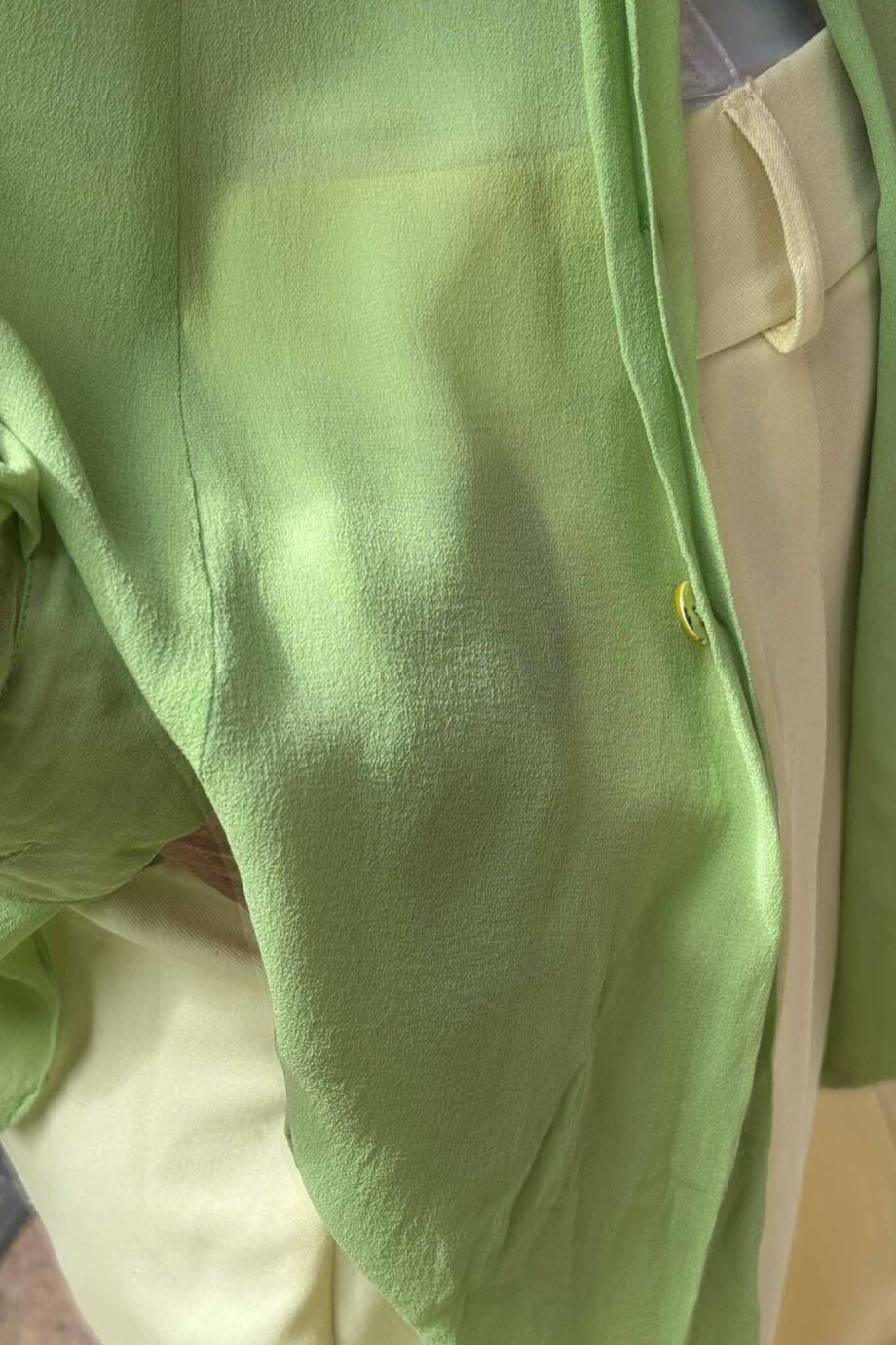 Whisper lime silk blouse vintage elegance