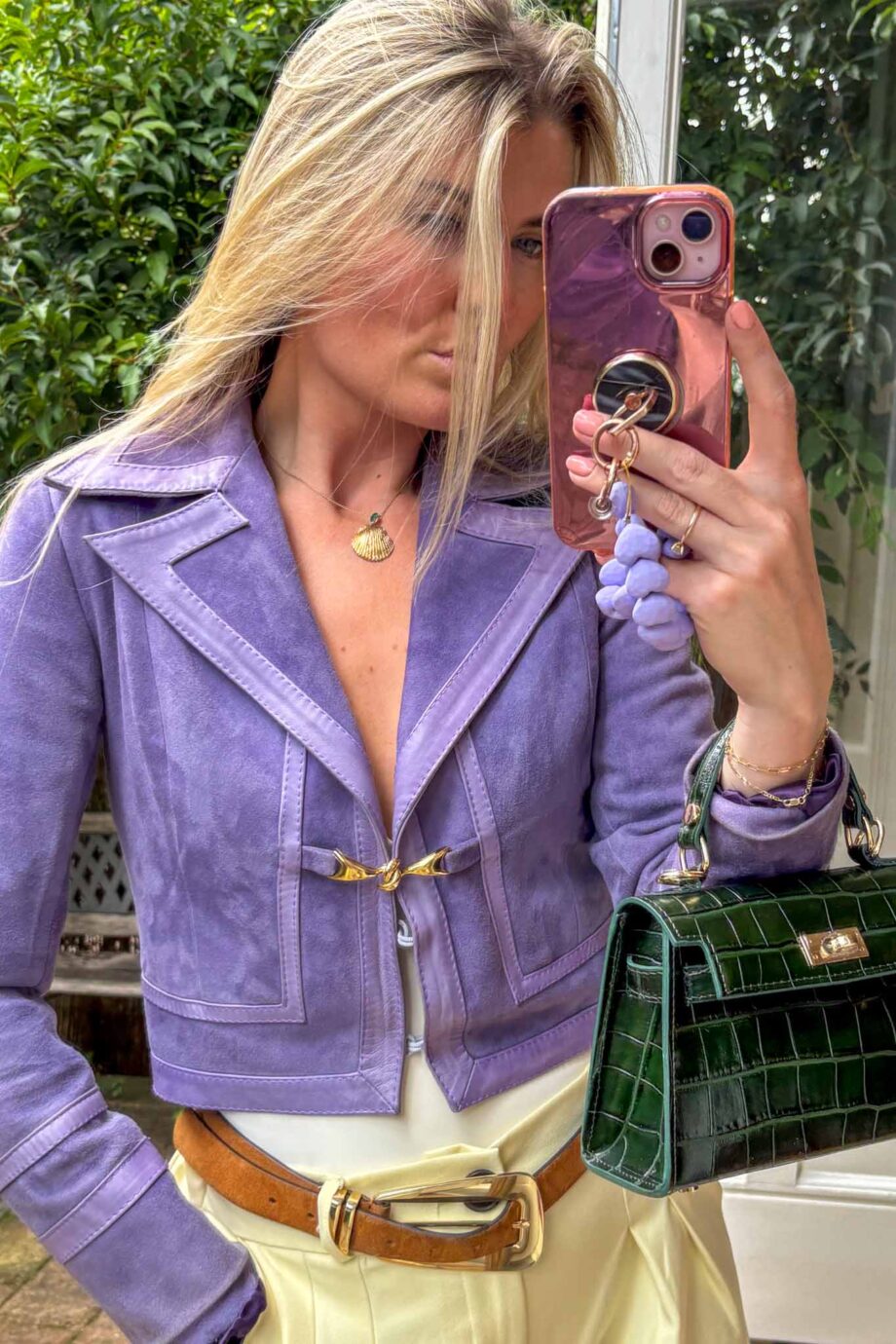 Lilac sweet and edgy cropped suede dream