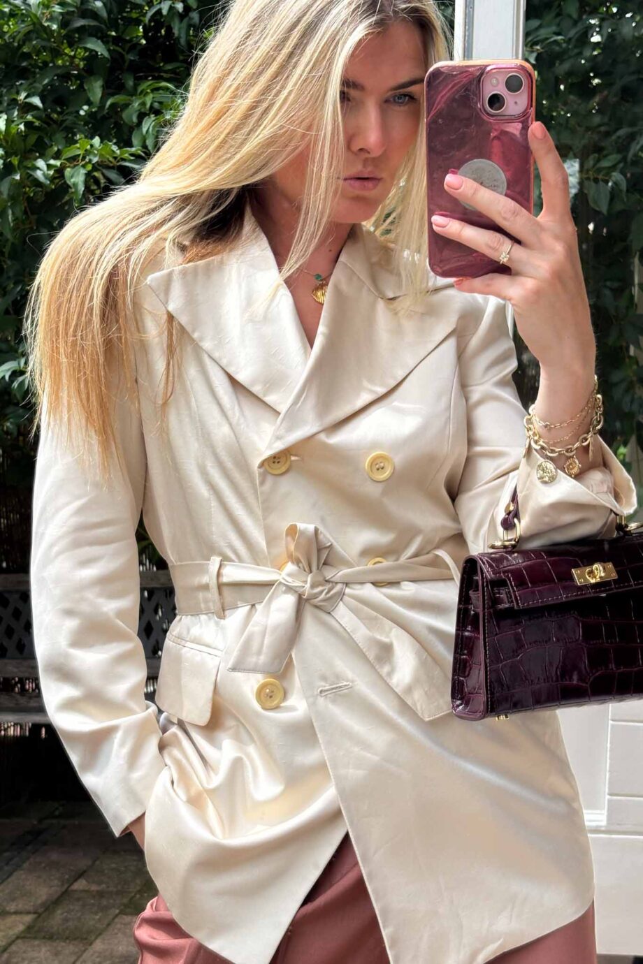 Italian-made cream silk blazer