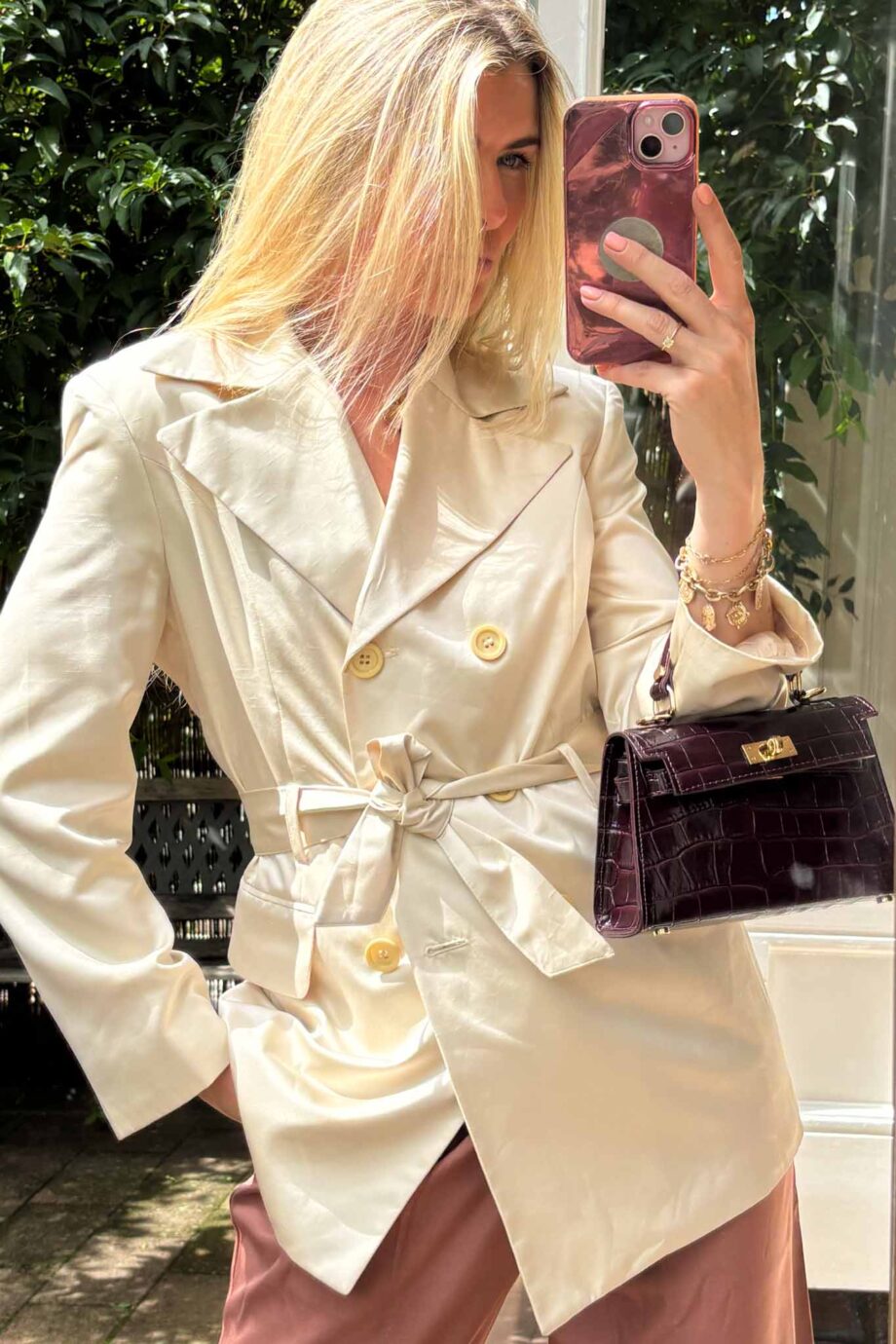 Italian-made cream silk blazer