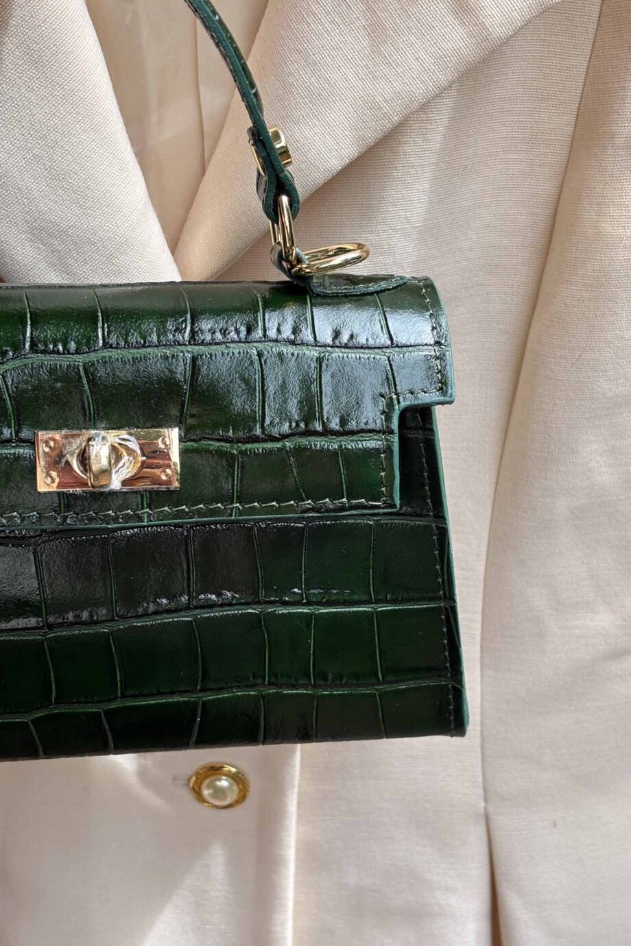 The June crocro Parisian bottle green leather it bag
