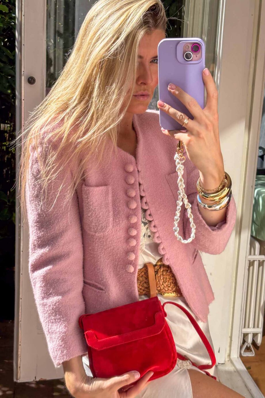 Blush enchantment tweed Italian spring blazer