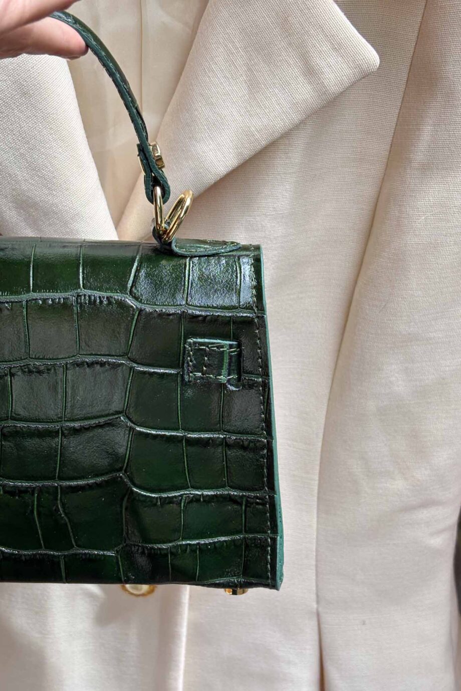 The June crocro Parisian bottle green leather it bag