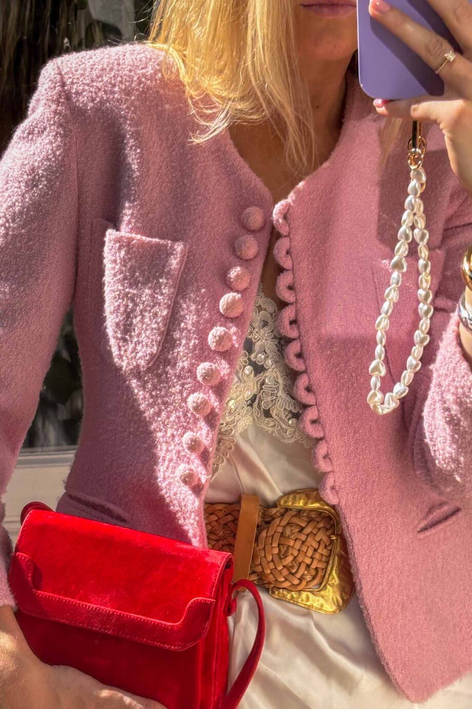 Blush enchantment tweed Italian spring blazer