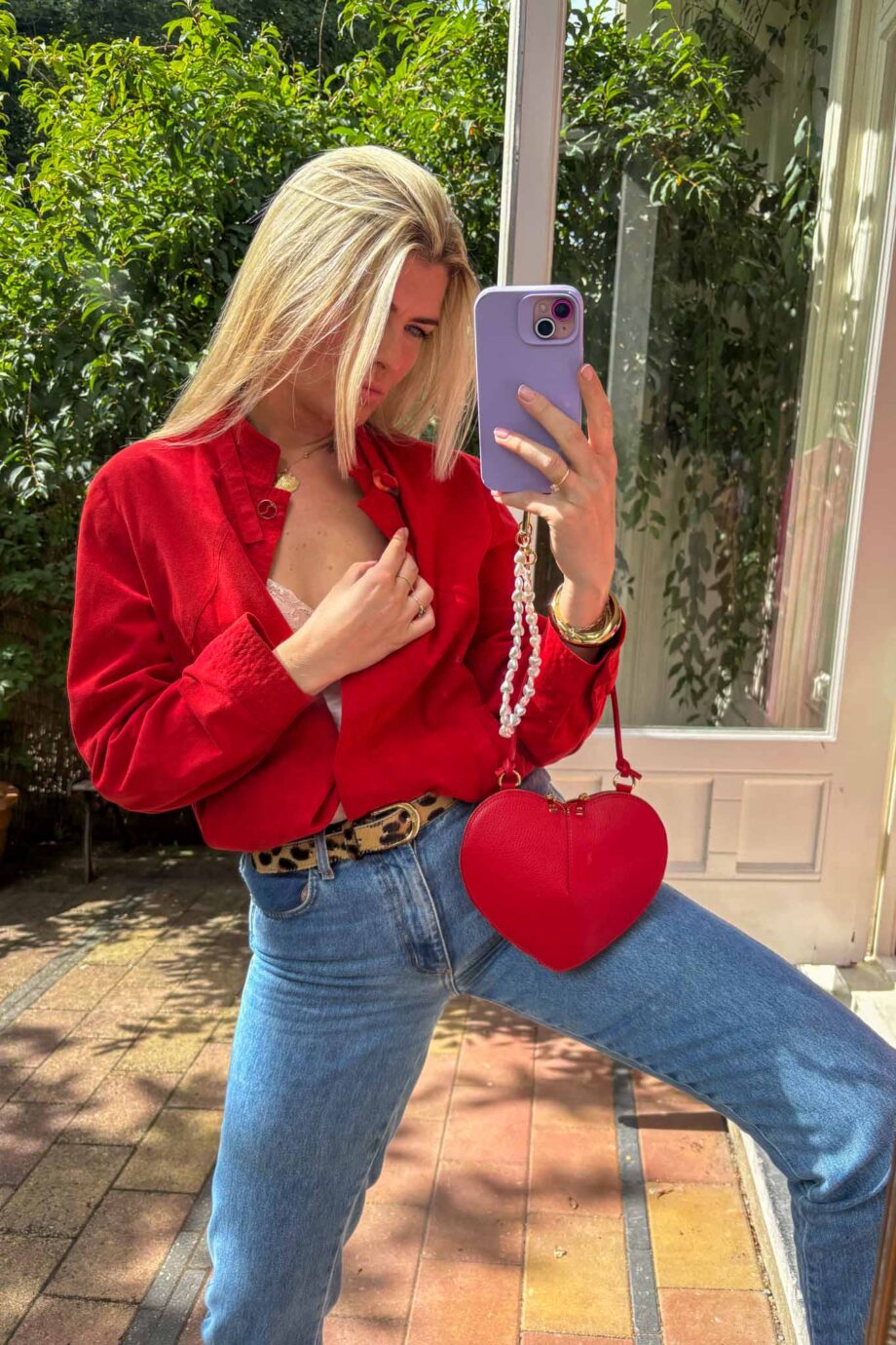 Red Heart Leather Bag from Italia