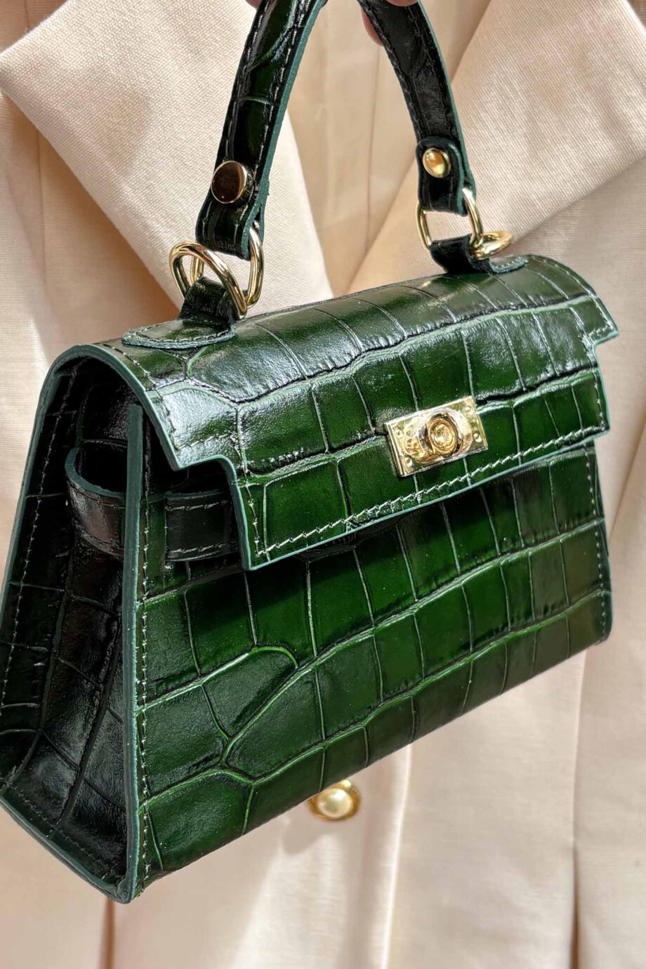 The June crocro Parisian bottle green leather it bag