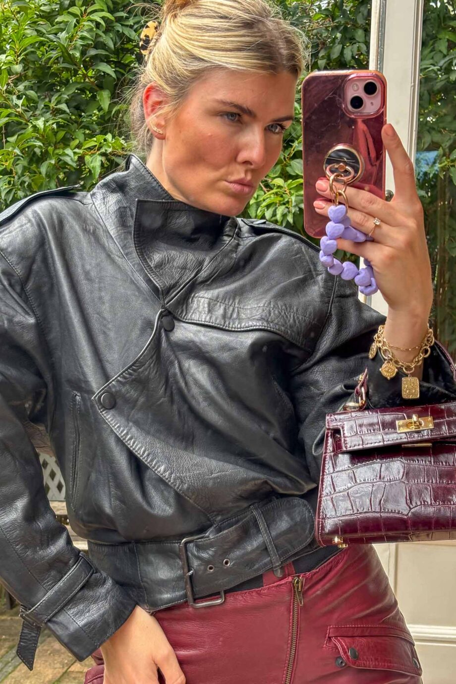 Sleek and hot black leather jacket