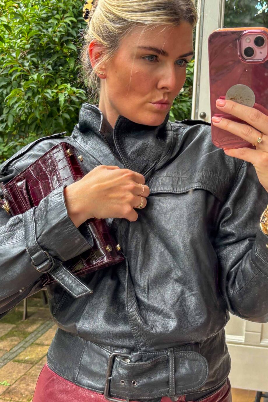 Sleek and hot black leather jacket