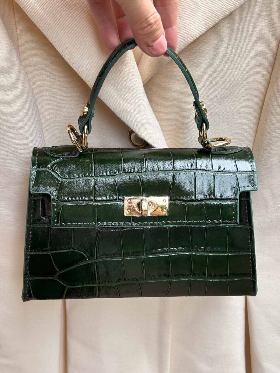 The June crocro Parisian bottle green leather it bag