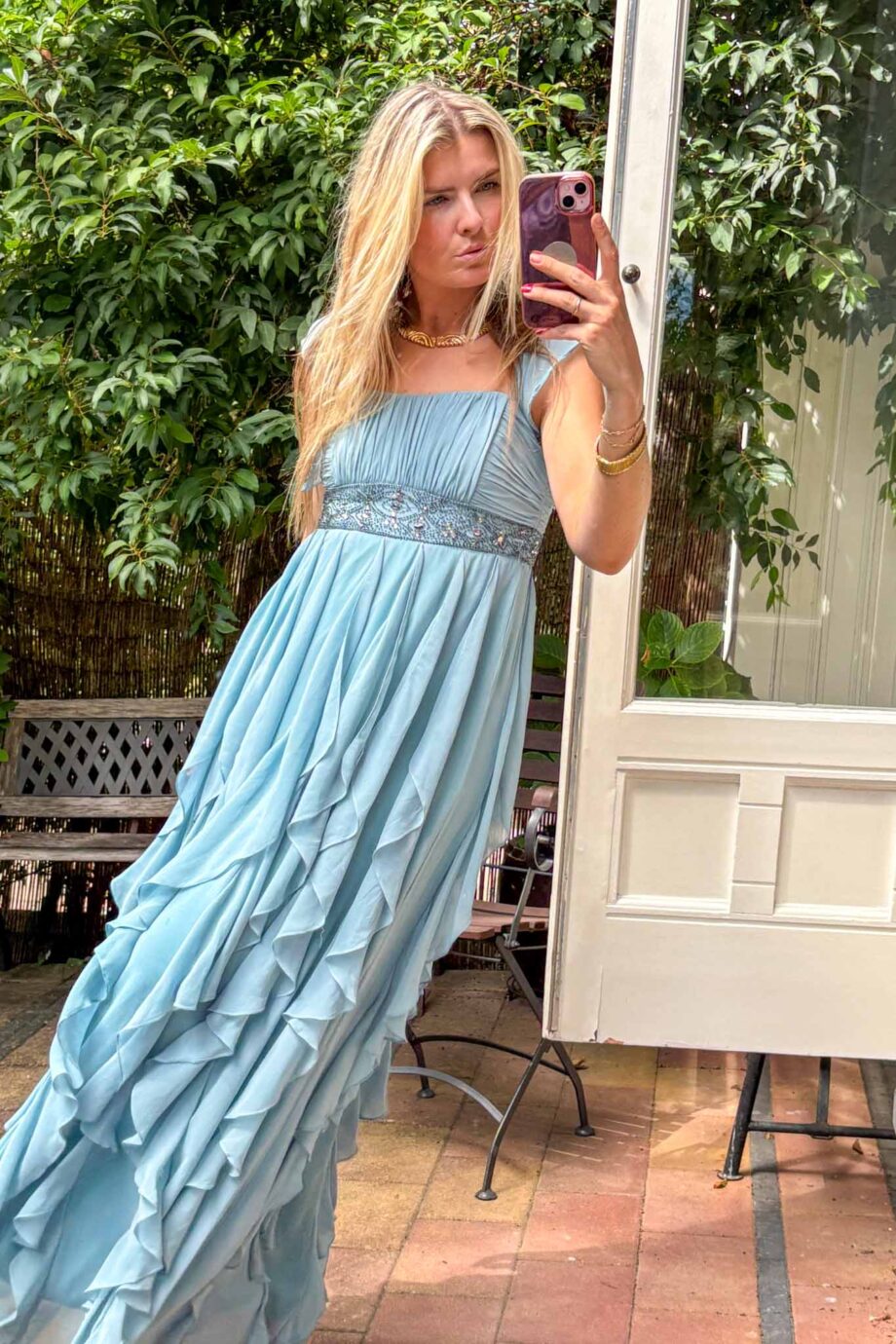The blue moon ruffled romance maxi dress